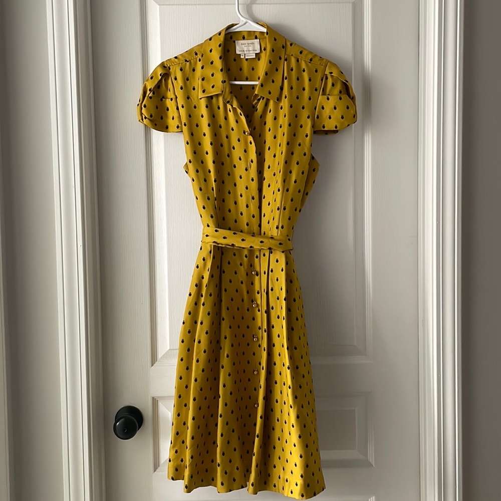 RARE Kate Spade yellow/gold owl pattern dress 8